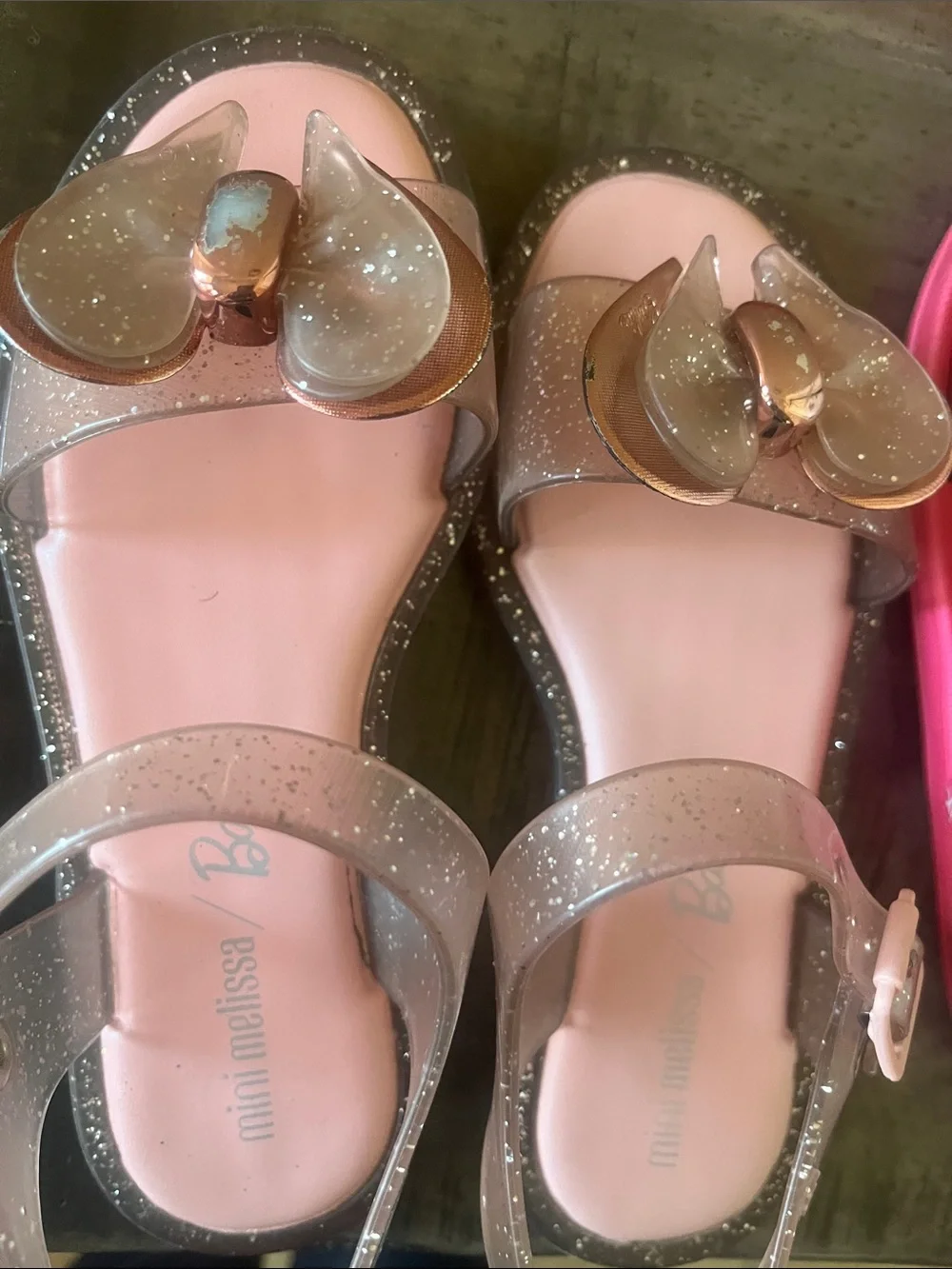 Mini Melissa Glitter Jelly Sandals & Pink Unicorn Slide Sandals - Kids